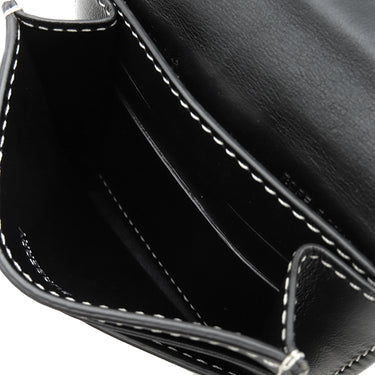 バーバリー BURBERRY ルナ ウォレット ライトブルー×ブラック キャンバス レザー 二つ折り財布 シルバー金具 水色 黒 コンパクトウォレット