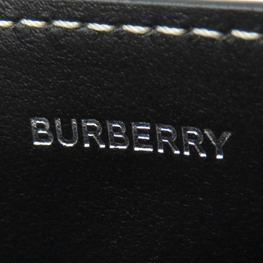 バーバリー BURBERRY ルナ ウォレット ライトブルー×ブラック キャンバス レザー 二つ折り財布 シルバー金具 水色 黒 コンパクトウォレット