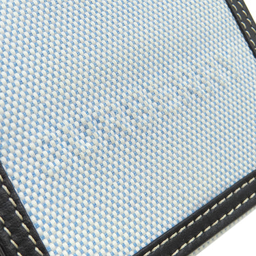 バーバリー BURBERRY ルナ ウォレット ライトブルー×ブラック キャンバス レザー 二つ折り財布 シルバー金具 水色 黒 コンパクトウォレット