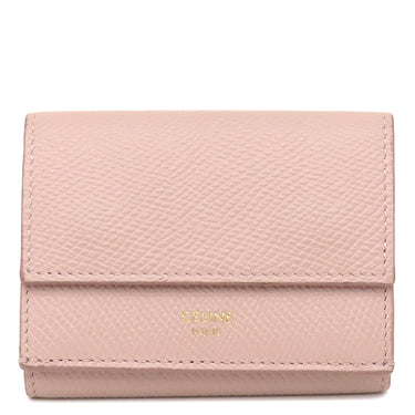 セリーヌ CELINE フォールデッド コンパクトウォレット 10E603BEL ヴィンテージピンク カーフ 三つ折り財布 ゴールド金具 小銭入れ 札入れ カード入れ