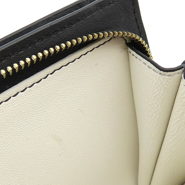 クロエ Chloe センス コンパクト ウォレット CHC23SP867I10001 ブラック レザー 二つ折り財布 ゴールド金具 黒 ロゴ刺繍 小銭入れ 札入れ Sense