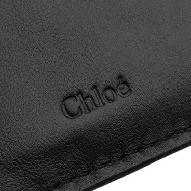 クロエ Chloe センス コンパクト ウォレット CHC23SP867I10001 ブラック レザー 二つ折り財布 ゴールド金具 黒 ロゴ刺繍 小銭入れ 札入れ Sense