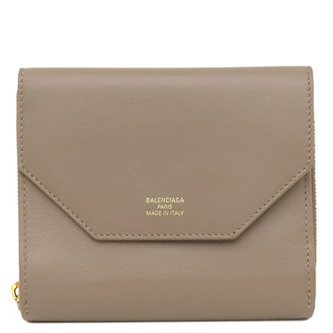バレンシアガ BALENCIAGA ENVELOPE コンパクトウォレット 753762 ブラウン レザー 三つ折り財布 ゴールド金具 茶 小銭入れ コンパクト