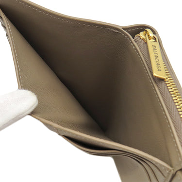 バレンシアガ BALENCIAGA ENVELOPE コンパクトウォレット 753762 ブラウン レザー 三つ折り財布 ゴールド金具 茶 小銭入れ コンパクト