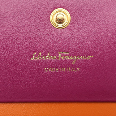 サルヴァトーレ・フェラガモ Salvatore Ferragamo マルチスタッズ コンパクトウォレット JP-22-D570 ブラック×マルチカラー レザー 二つ折り財布 ゴールド金具 レインボー