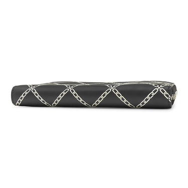 バーバリー BURBERRY チェーンモチーフ ラウンドジップ ウォレット ブラック×ホワイト レザー 長財布 シルバー金具 黒 白 小銭入れ チェーン 格子柄