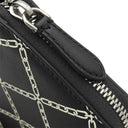 バーバリー BURBERRY チェーンモチーフ ラウンドジップ ウォレット ブラック×ホワイト レザー 長財布 シルバー金具 黒 白 小銭入れ チェーン 格子柄