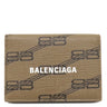 バレンシアガ BALENCIAGA ビービーモノグラム ミニウォレット 594312 ベージュ×ブラウン PVCコーティングキャンバス 三つ折り財布 ゴールド金具 コンパクトウォレット BB