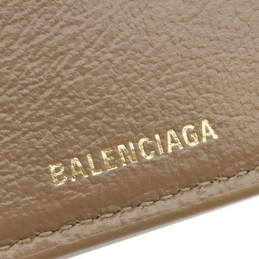 バレンシアガ BALENCIAGA ビービーモノグラム ミニウォレット 594312 ベージュ×ブラウン PVCコーティングキャンバス 三つ折り財布 ゴールド金具 コンパクトウォレット BB