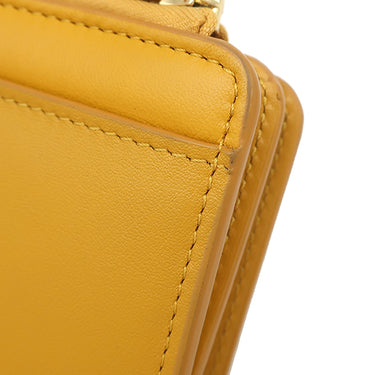 フェンディ FENDI FF キューブ 8M0490 AQEW イエロー レザー 二つ折り財布 ゴールド金具 コンパクト ウォレット