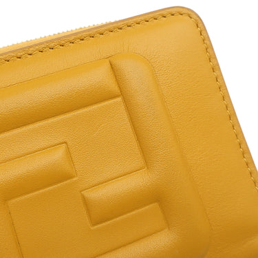 フェンディ FENDI FF キューブ 8M0490 AQEW イエロー レザー 二つ折り財布 ゴールド金具 コンパクト ウォレット