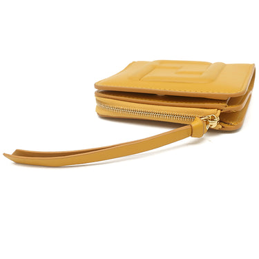 フェンディ FENDI FF キューブ 8M0490 AQEW イエロー レザー 二つ折り財布 ゴールド金具 コンパクト ウォレット