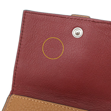 ロエベ LOEWE トライフォールド ウォレット ブラウン カーフ ソフトグレインカーフ 三つ折り財布 シルバー金具 茶 レッド アナグラム コンパクトウォレット
