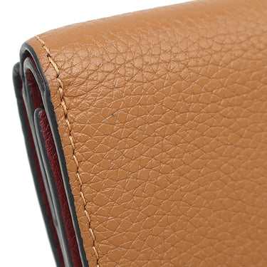 ロエベ LOEWE トライフォールド ウォレット ブラウン カーフ ソフトグレインカーフ 三つ折り財布 シルバー金具 茶 レッド アナグラム コンパクトウォレット