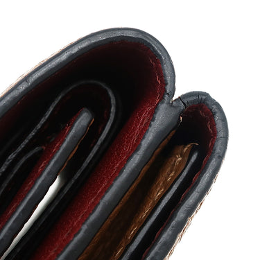 ロエベ LOEWE トライフォールド ウォレット ブラウン カーフ ソフトグレインカーフ 三つ折り財布 シルバー金具 茶 レッド アナグラム コンパクトウォレット