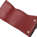 ロエベ LOEWE トライフォールド ウォレット ブラウン カーフ ソフトグレインカーフ 三つ折り財布 シルバー金具 茶 レッド アナグラム コンパクトウォレット