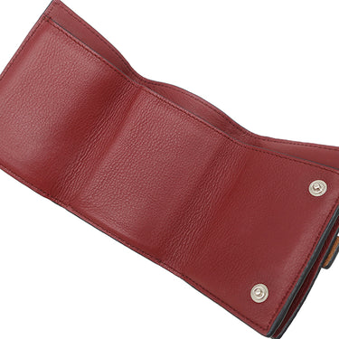 ロエベ LOEWE トライフォールド ウォレット ブラウン カーフ ソフトグレインカーフ 三つ折り財布 シルバー金具 茶 レッド アナグラム コンパクトウォレット