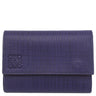 ロエベ LOEWE リネン アナグラム コンパクトウォレット ネイビー レザー 三つ折り財布 シルバー金具 紺 小銭入れ 札入れ カード入れ