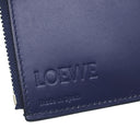 ロエベ LOEWE リネン アナグラム コンパクトウォレット ネイビー レザー 三つ折り財布 シルバー金具 紺 小銭入れ 札入れ カード入れ