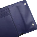 ロエベ LOEWE リネン アナグラム コンパクトウォレット ネイビー レザー 三つ折り財布 シルバー金具 紺 小銭入れ 札入れ カード入れ