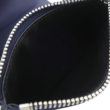 ロエベ LOEWE リネン アナグラム コンパクトウォレット ネイビー レザー 三つ折り財布 シルバー金具 紺 小銭入れ 札入れ カード入れ