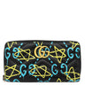 グッチ GUCCI グッチ ゴースト ラウンドファスナー 448087 ブラック×イエロー×ブルー レザー 長財布 ヴィンテージ金具 GG 星 落書き風 小銭入れ