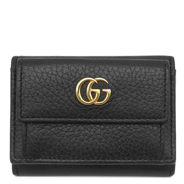 グッチ GUCCI GGマーモント 523277 ブラック レザー 三つ折り財布 ゴールド金具 プチマーモント コンパクトウォレット