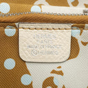 エルメス HERMES アザップ シルクイン コンパクト ナタ ヴォーエプソン コインケース シルバー金具 アイボリー ブラウン 水玉