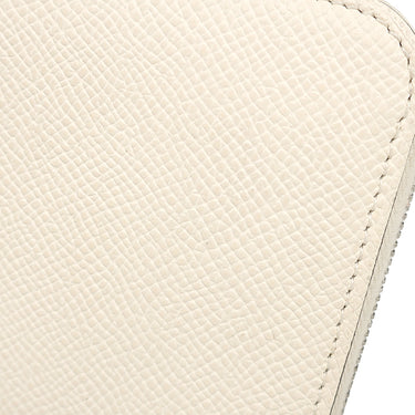 エルメス HERMES アザップ シルクイン コンパクト ナタ ヴォーエプソン コインケース シルバー金具 アイボリー ブラウン 水玉