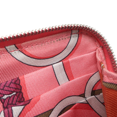 エルメス HERMES アザップ シルクイン コンパクト ローズアザレ ヴォーエプソン コインケース シルバー金具 ピンク