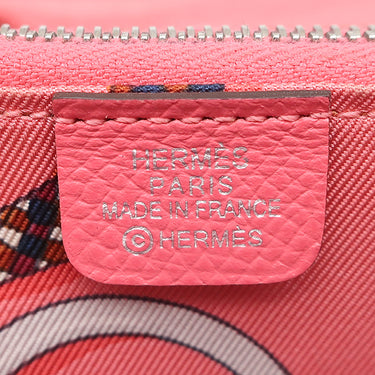 エルメス HERMES アザップ シルクイン コンパクト ローズアザレ ヴォーエプソン コインケース シルバー金具 ピンク