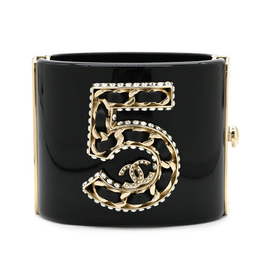 シャネル CHANEL ナンバー5 ブレスレット ブラック プラスチック GP バングル ゴールド金具 N°5 ココマーク