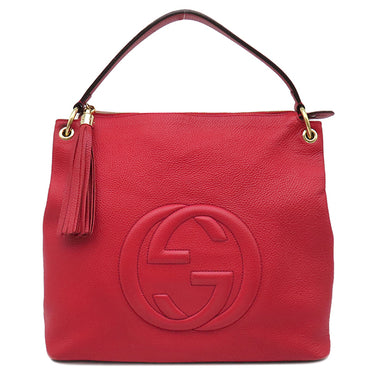 グッチ GUCCI ソーホー インターロッキングG 536194 レッド レザー ショルダーバッグ ゴールド金具 タッセル ショルダーストラップ欠品