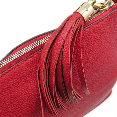 グッチ GUCCI ソーホー インターロッキングG 536194 レッド レザー ショルダーバッグ ゴールド金具 タッセル ショルダーストラップ欠品