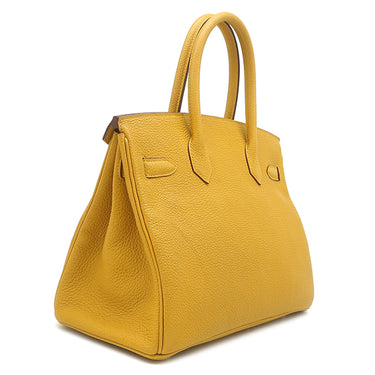 エルメス HERMES バーキン30 ジョーヌアンブル トゴ ハンドバッグ ゴールド金具 黄色