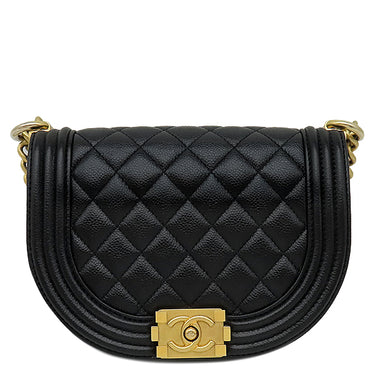 シャネル CHANEL ボーイシャネル チェーンショルダー AS3186 ブラック キャビアスキン ショルダーバッグ ゴールド金具
