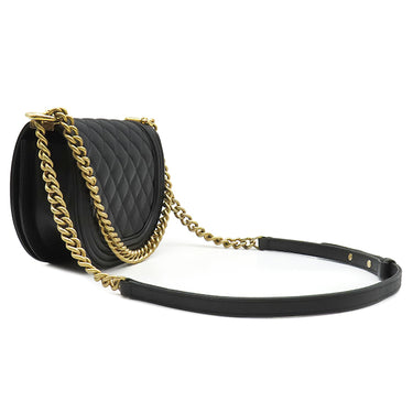 シャネル CHANEL ボーイシャネル チェーンショルダー AS3186 ブラック キャビアスキン ショルダーバッグ ゴールド金具