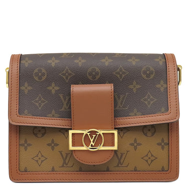 ルイヴィトン LOUIS VUITTON ドーフィーヌ MM M45958 ブラウン×ベージュ モノグラムキャンバス モノグラムリバースキャンバス ショルダーバッグ ゴールド金具 茶 チェーンショルダー