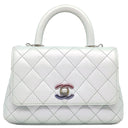 シャネル CHANEL マトラッセ ココハンドル 19 XXS AS2215 ライトブルー キャビアスキン ショルダーバッグ シルバー金具 メタリック