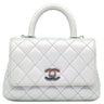 シャネル CHANEL マトラッセ ココハンドル 19 XXS AS2215 ライトブルー キャビアスキン ショルダーバッグ シルバー金具 メタリック