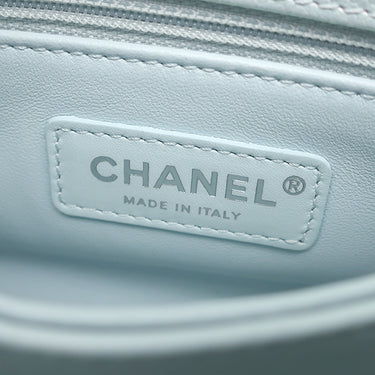 シャネル CHANEL マトラッセ ココハンドル 19 XXS AS2215 ライトブルー キャビアスキン ショルダーバッグ シルバー金具 メタリック