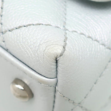 シャネル CHANEL マトラッセ ココハンドル 19 XXS AS2215 ライトブルー キャビアスキン ショルダーバッグ シルバー金具 メタリック