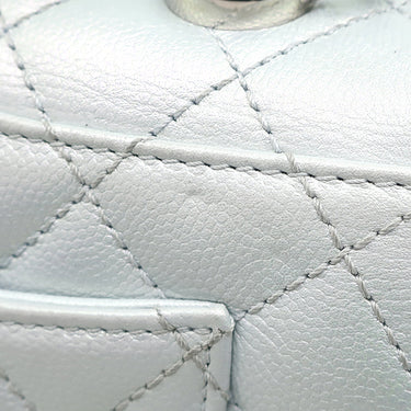 シャネル CHANEL マトラッセ ココハンドル 19 XXS AS2215 ライトブルー キャビアスキン ショルダーバッグ シルバー金具 メタリック