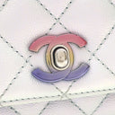 シャネル CHANEL マトラッセ ココハンドル 19 XXS AS2215 ライトブルー キャビアスキン ショルダーバッグ シルバー金具 メタリック