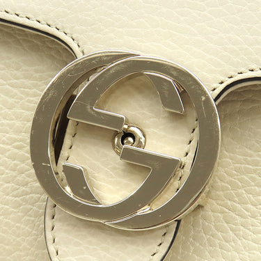 グッチ GUCCI インターロッキングG チェーンショルダー 607720 アイボリー レザー ショルダーバッグ ゴールド金具 オフホワイト