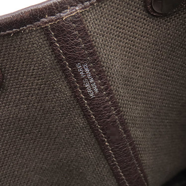 エルメス HERMES ガーデンパーティー PM ブラウン×ホワイト トワルソーアッシュ レザー トートバッグ シルバー金具 茶 白 Ｈロゴ