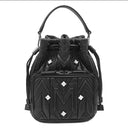 エムシーエム MCM ビジュー バケットバッグ ブラック レザー 2WAYバッグ ガンメタル金具 黒 巾着バッグ ハンドバッグ ショルダー