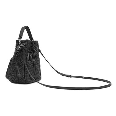 エムシーエム MCM ビジュー バケットバッグ ブラック レザー 2WAYバッグ ガンメタル金具 黒 巾着バッグ ハンドバッグ ショルダー