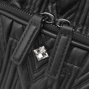 エムシーエム MCM ビジュー バケットバッグ ブラック レザー 2WAYバッグ ガンメタル金具 黒 巾着バッグ ハンドバッグ ショルダー