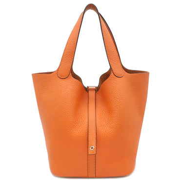 エルメス HERMES ピコタンロック MM 22 オレンジ トリヨンクレマンス ハンドバッグ シルバー金具